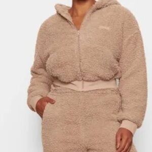 SKIMS Teddy Sherpa Fur Full Zip Up Jacket Hoodie Sweater Pullover
